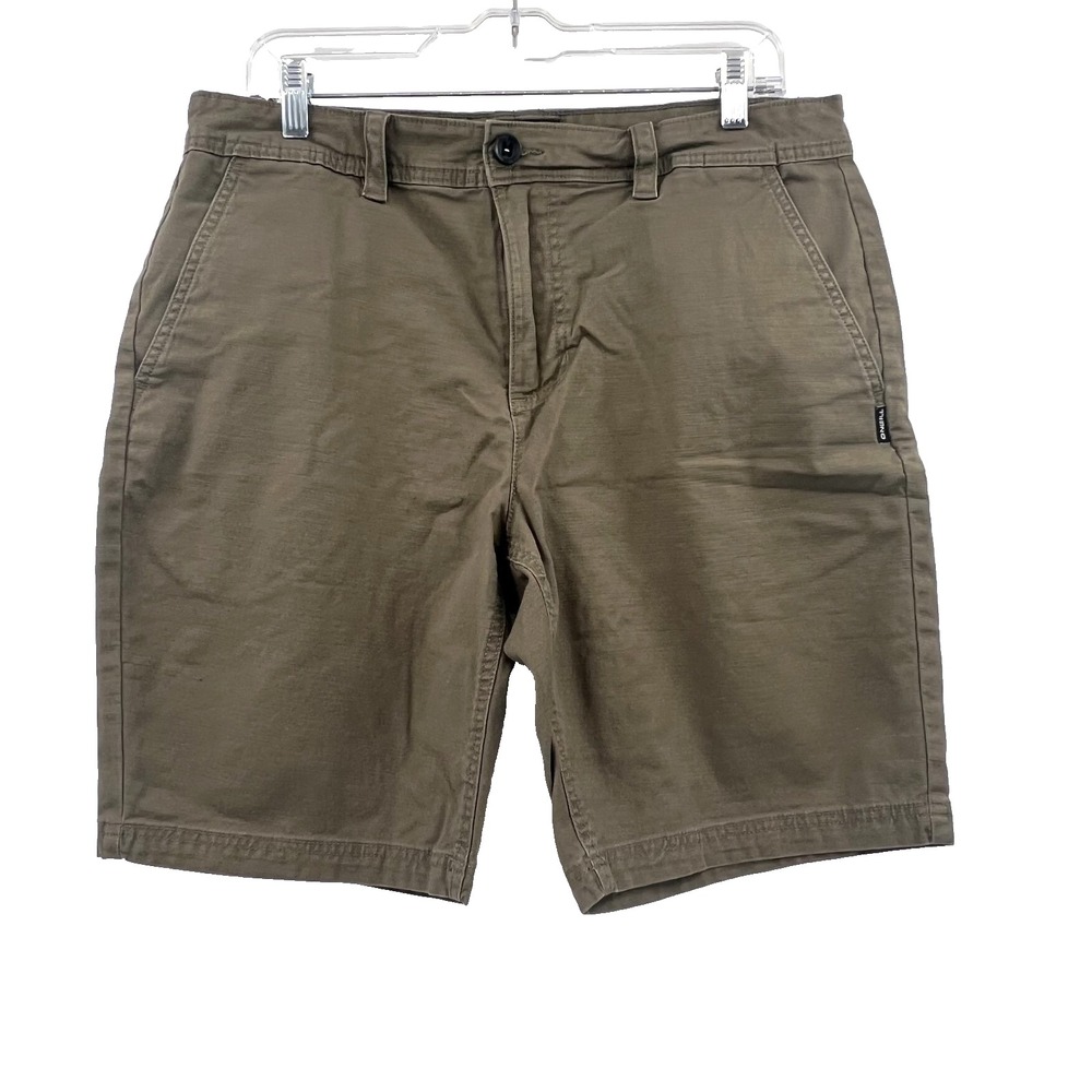 O'NEILL Men's 34 Standard Fit Army Green 9" Cotton/Spandex Chino Shorts Stretch